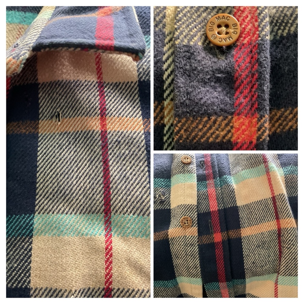 BIG MAC DISTRESSED Vintage 80’ Heavy Flannel Mens Shirt - Picture 12 of 13